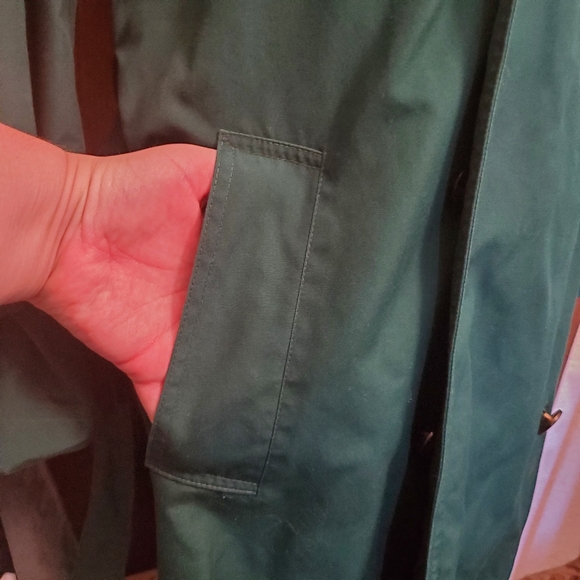 Club 5.4 Vintage Green Petite Trench Coat - Picture 13 of 16